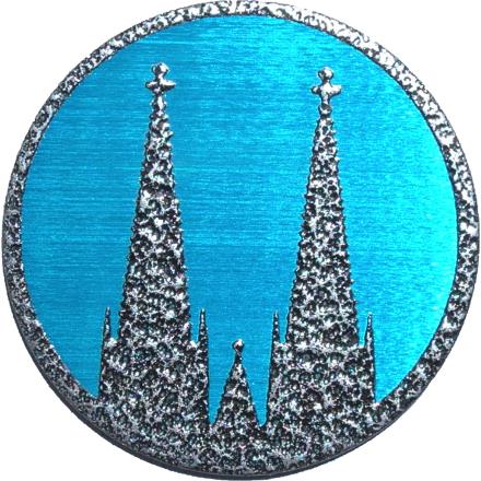 Magnet Kölner Dom rund blau