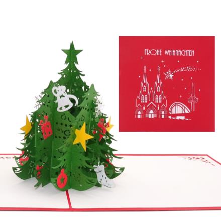 Pop-Up Karte, rot - Weihnachtsbaum