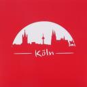 Pop-Up Karte rot,  Köln-Panorama mit Kölner Dom 2